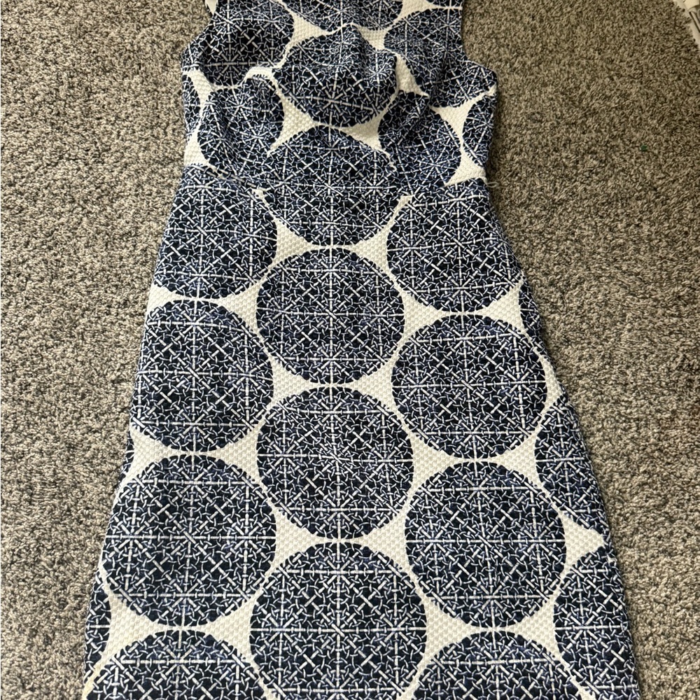 The Limited Navy and White Geometric Midi Dress